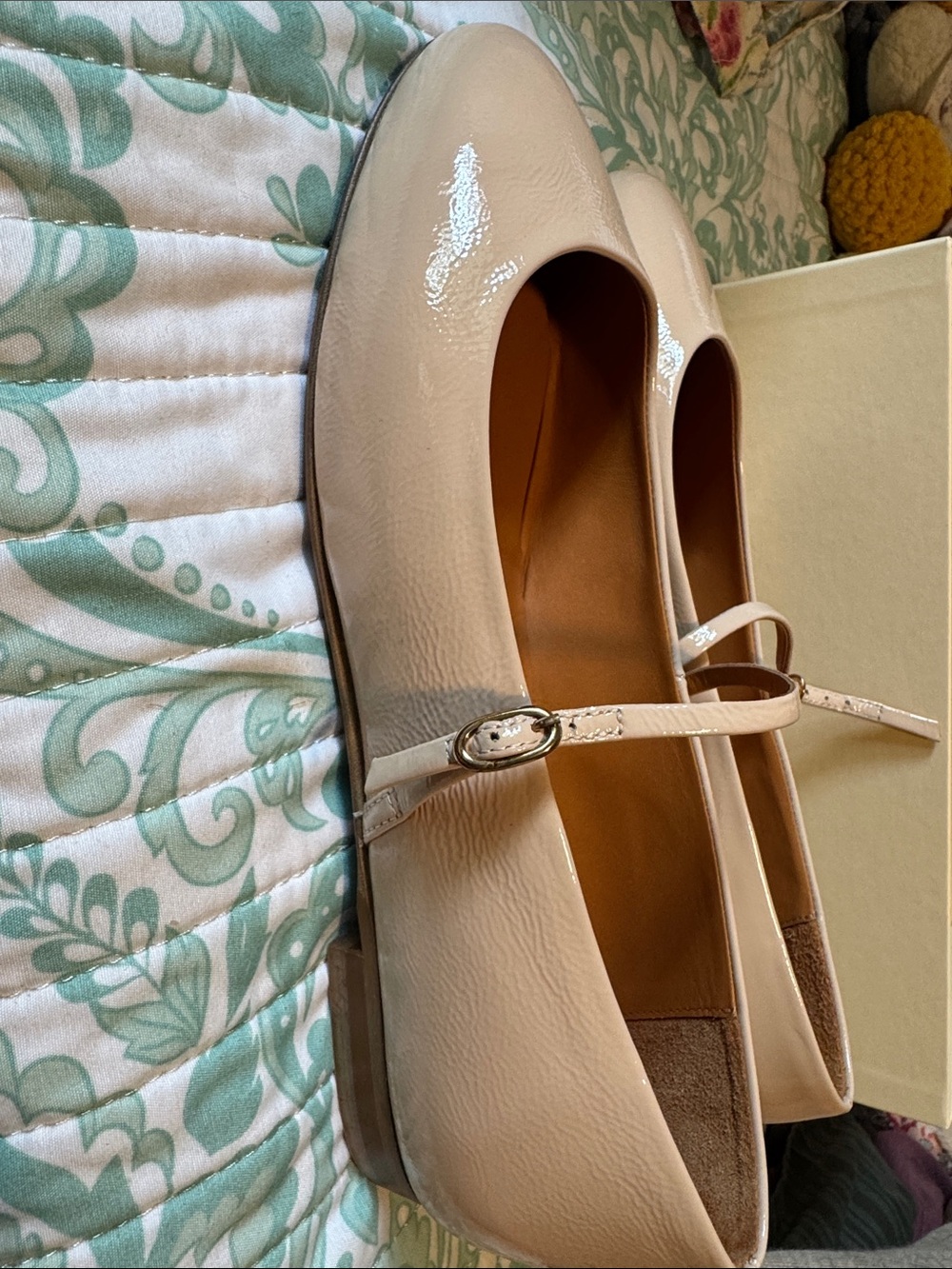 Sézane Glossy Patent Mary Jane Flats in Blush - Picture 2 of 5
